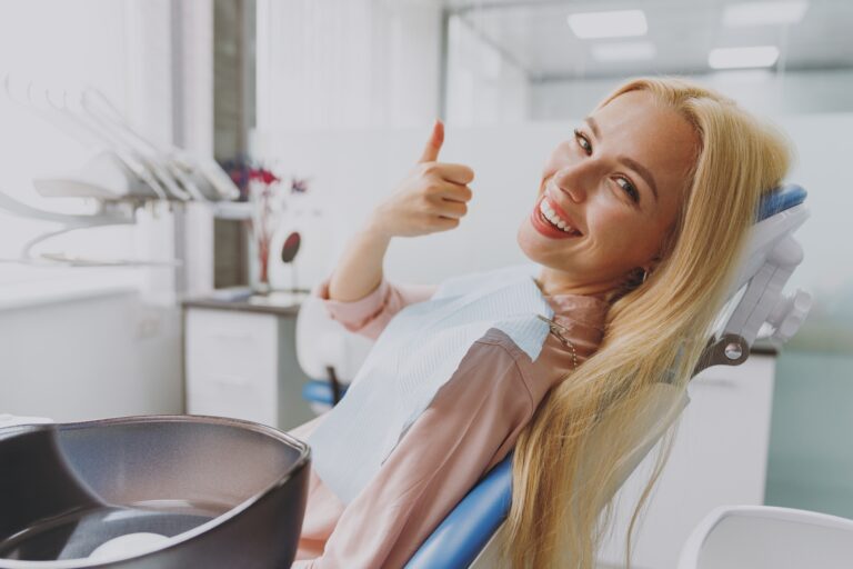 woman giving thumbs up